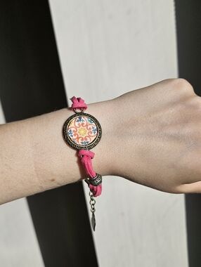 Unique Pink Tile Artisan Braclet